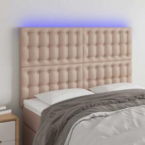 Čelo postele s LED cappuccino 144x5x118/128 cm umělá kůže 3122519