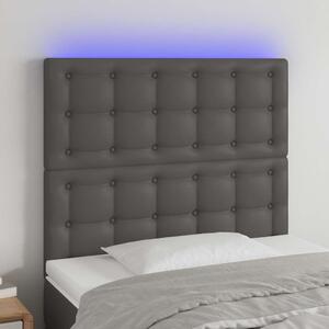 Čelo postele s LED šedé 80x5x118/128 cm umělá kůže 3122500