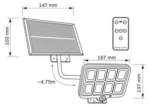 LED Solární reflektor se senzorem INTEGRA LED/3W/3,7V IP44 + DO