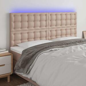 Čelo postele s LED cappuccino 200x5x118/128 cm umělá kůže 3122537