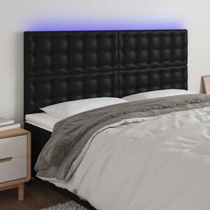 Čelo postele s LED černé 180x5x118/128 cm umělá kůže 3122526