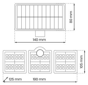 LED Solární reflektor se senzorem pohybu LED/20W/3,7V 1200 mAh IP44 + DO