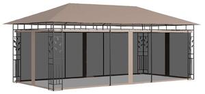 Altán s moskytiérou 6 x 3 x 2,73 m taupe 180 g/m² 312253