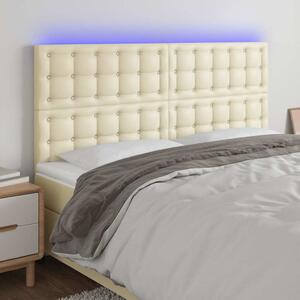 Čelo postele s LED krémové 160x5x118/128 cm umělá kůže 3122522