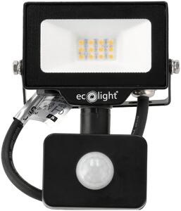 ECOLIGHT LED reflektor 10W 2v1 - neutrální bílá + čidlo pohybu