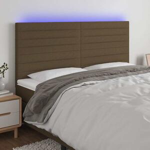 Čelo postele s LED tmavě hnědé 180x5x118/128 cm textil 3122581