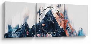 Obraz - Abstraktní hora (s hodinami) (90x30 cm)
