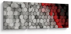 Obraz - 3D hexagony (s hodinami) (90x30 cm)