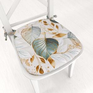 Biante Oblý podsedák Leona LN-174 Zelené listy na režném - 39x37x3 cm
