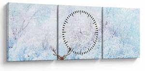 Obraz majestátního jelena (s hodinami) (90x30 cm)