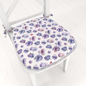 Biante Oblý podsedák Porto PRT-024 Modré okvětní lístky na bílém - 39x37x3 cm