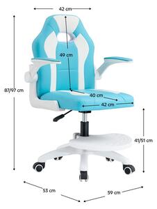 Dětská otočná židle s podnoží RAMIN (modrá + bílá). 1091553