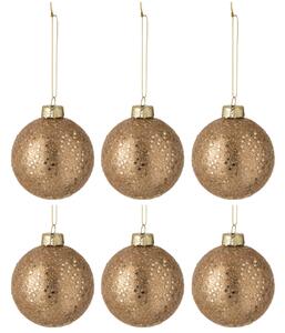 Set šesti hnědých skleněných vánočních ozdob J-line Eddy 8 cm