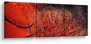 Obraz - Basketbalový míč (s hodinami) (90x30 cm)