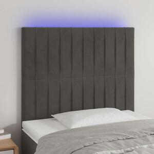Čelo postele s LED tmavě šedé 80x5x118/128 cm samet 3122693