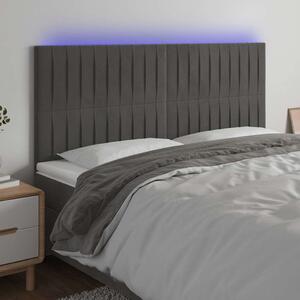 Čelo postele s LED tmavě šedé 200x5x118/128 cm samet 3122729