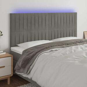 Čelo postele s LED světle šedé 180x5x118/128 cm samet 3122722