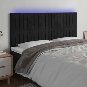 Čelo postele s LED černé 200x5x118/128 cm samet 3122730