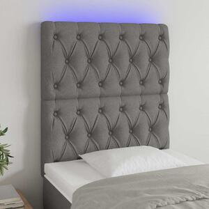 Čelo postele s LED tmavě šedé 80x7x118/128 cm textil 3122735
