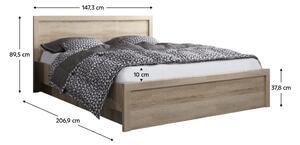 Manželská postel 140 JESS (dub sonoma) (s roštem). 1091590