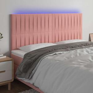 Čelo postele s LED růžové 200x5x118/128 cm samet 3122733