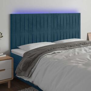 Čelo postele s LED tmavě modré 160x5x118/128 cm samet 3122720