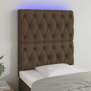 Čelo postele s LED tmavě hnědé 80x7x118/128 cm textil 3122737
