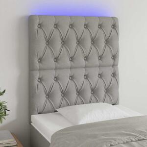 Čelo postele s LED světle šedé 80x7x118/128 cm textil 3122734