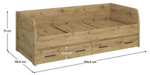 Jednolůžková postel 90 IRON (dub artisan) (s roštem). 1091586