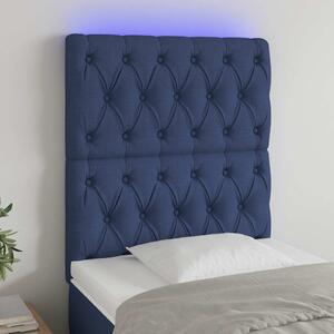 Čelo postele s LED modré 80x7x118/128 cm textil 3122740