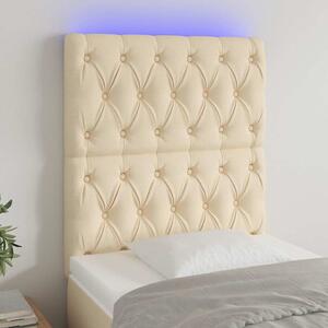Čelo postele s LED krémové 80x7x118/128 cm textil 3122739