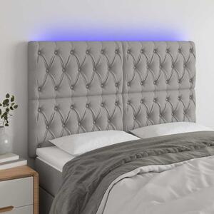 Čelo postele s LED světle šedé 144x7x118/128 cm textil 3122758