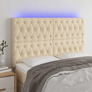 Čelo postele s LED krémové 144x7x118/128 cm textil 3122763