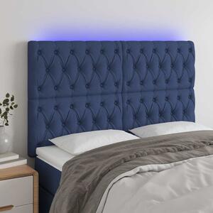 Čelo postele s LED modrá 160x7x118/128 cm textil 3122772