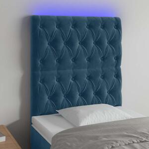 Čelo postele s LED tmavě modré 80x7x118/128 cm samet 3122794
