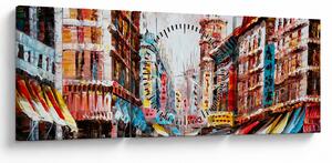 Obraz - Hong Kong, olejomalba (s hodinami) (90x30 cm)