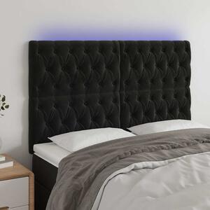 Čelo postele s LED černé 144x7x118/128 cm samet 3122810