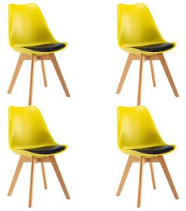 Jídelní židle 4 ks žluté a černé umělá kůže