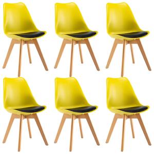 Jídelní židle 6 ks žluté a černé umělá kůže