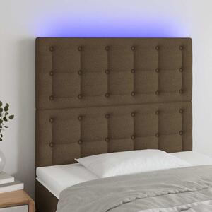 Čelo postele s LED tmavě hnědé 90x5x118/128 cm textil 3122843