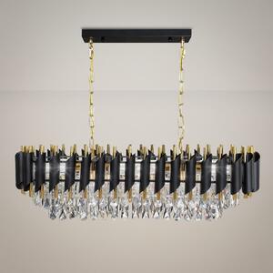 Lustr Cristal, 1x křišťálové/zlaté/černé kovové stínítko, g