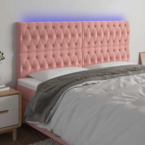 Čelo postele s LED růžové 180x7x118/128 cm samet 3122825