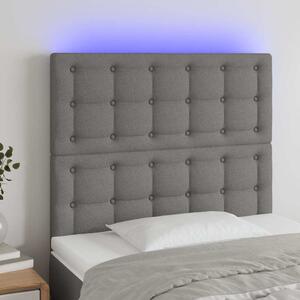 Čelo postele s LED tmavě šedé 80x5x118/128 cm textil 3122833