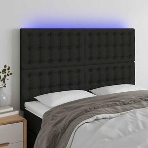 Čelo postele s LED černé 144x5x118/128 cm textil 3122858