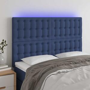 Čelo postele s LED modré 144x5x118/128 cm textil 3122862
