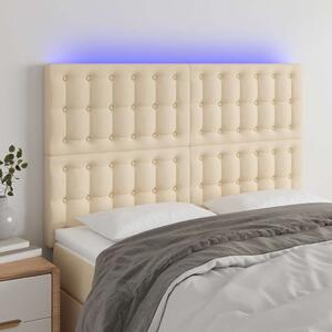Čelo postele s LED krémové 144x5x118/128 cm textil 3122861