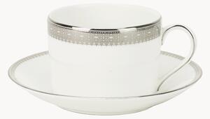 Šálek na čaj's podšálkem z kostního porcelánu Fine Bone China Vera Wang Lace Platinum