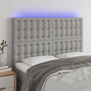 Čelo postele s LED světle šedé 144x5x118/128 cm textil 3122856