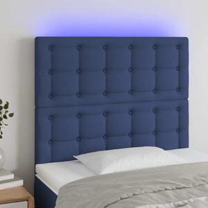 Čelo postele s LED modré 90x5x118/128 cm textil 3122846