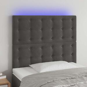 Čelo postele s LED tmavě šedé 90x5x118/128 cm samet 3122895